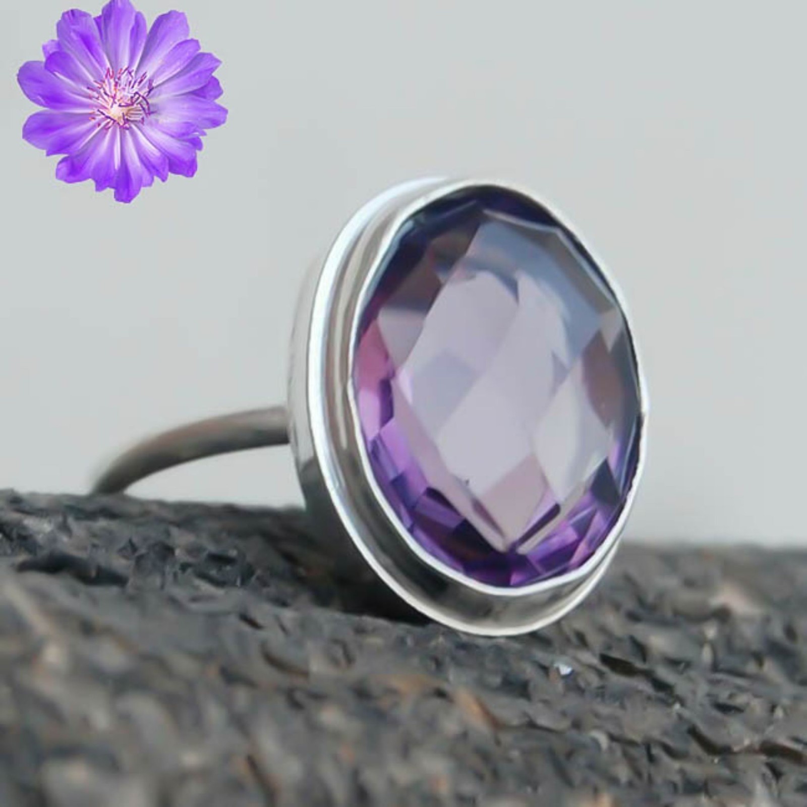 Amethyst Gemstone 925 Sterling Silver Ring Handmade Jewelry Ring For Gift