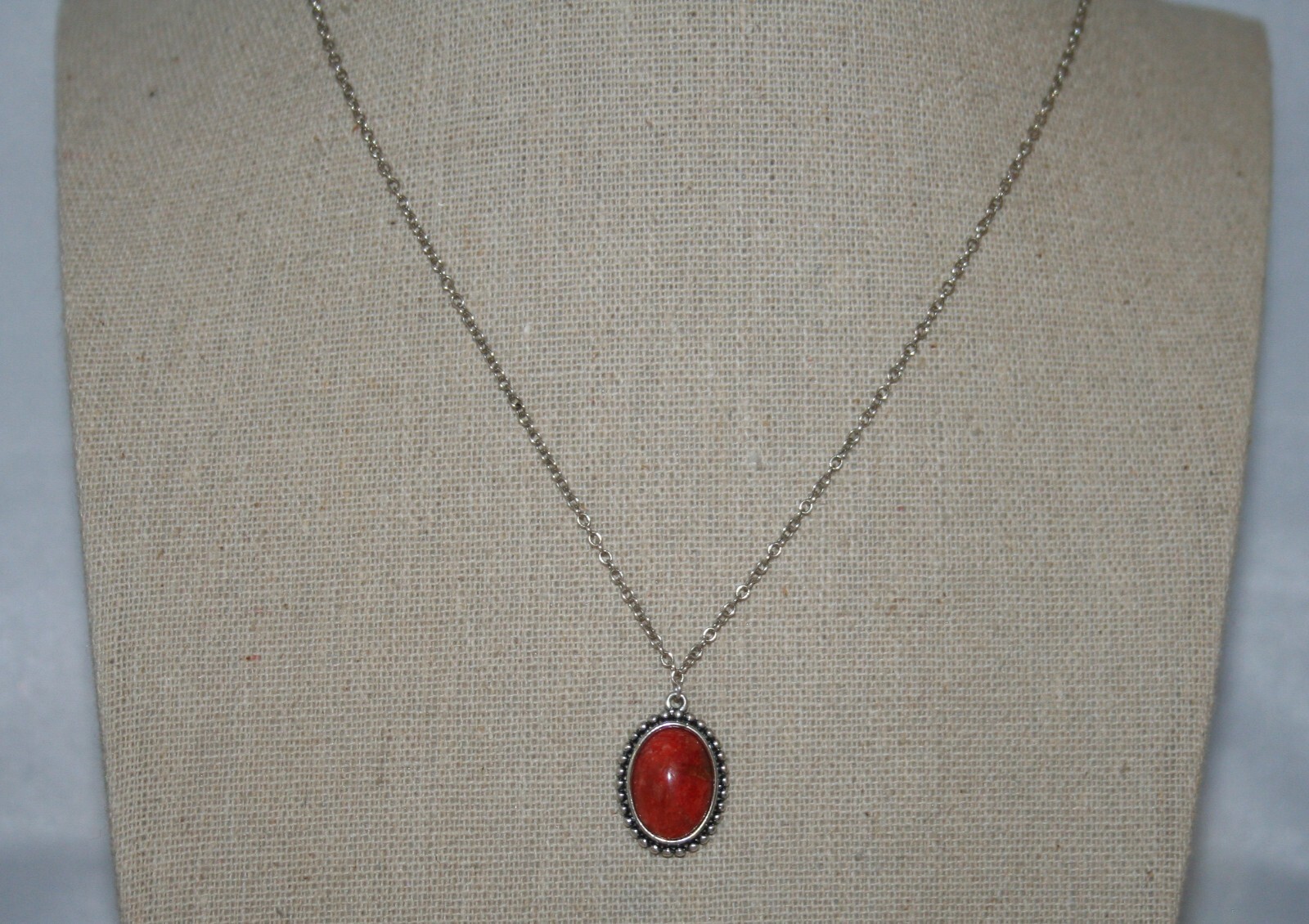 Silpada Sterling Silver Vintage Red Sponge Coral Pendant Necklace N2342