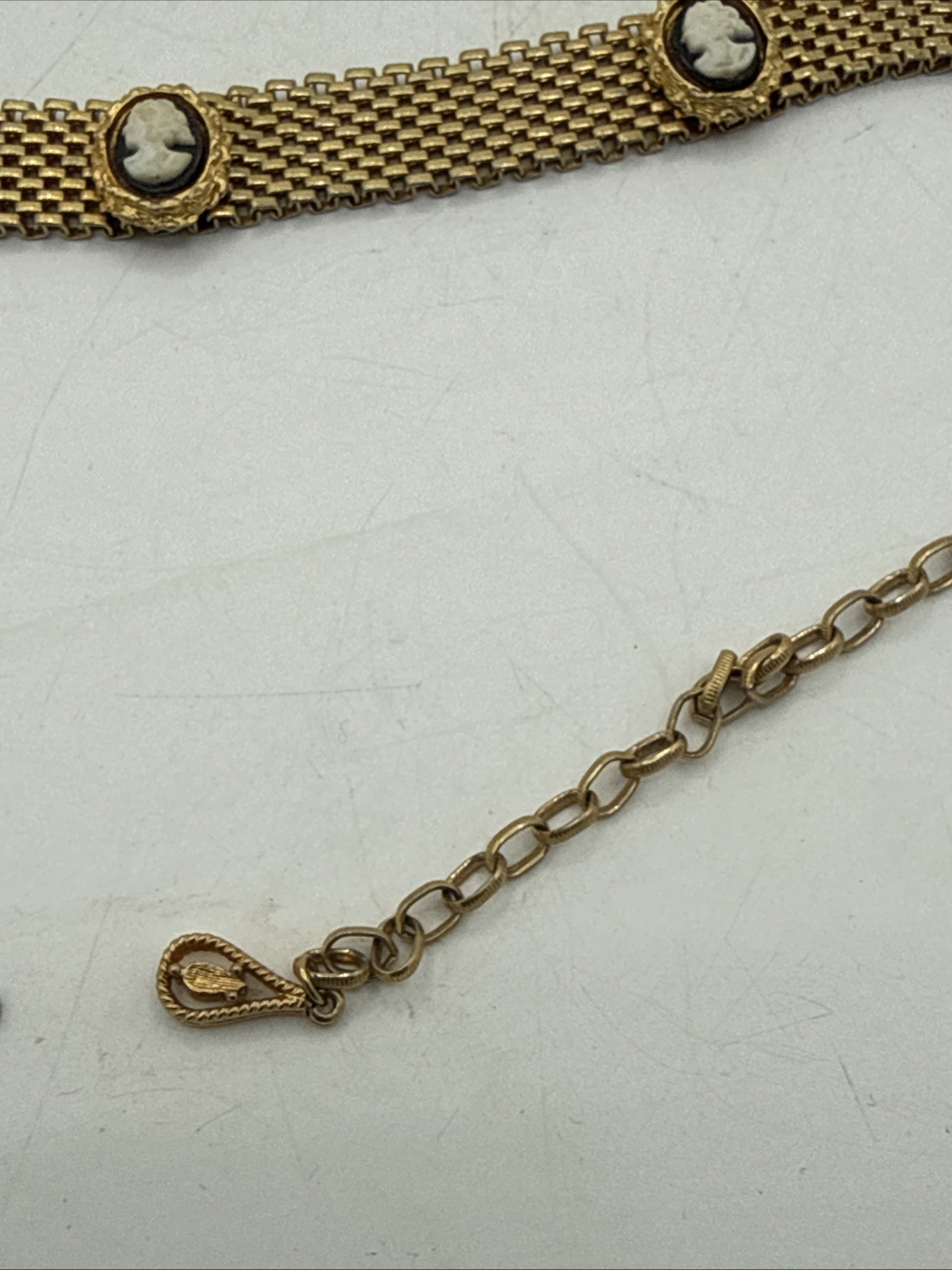 Vintage Victorian Mesh Charm Choker Necklace 16”