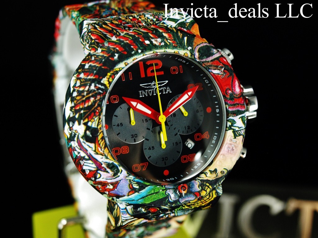 Rare Invicta Men’s 52mm GRAND Pro Diver GRAFFITI Chronograph HYDROPLATED SS Watc