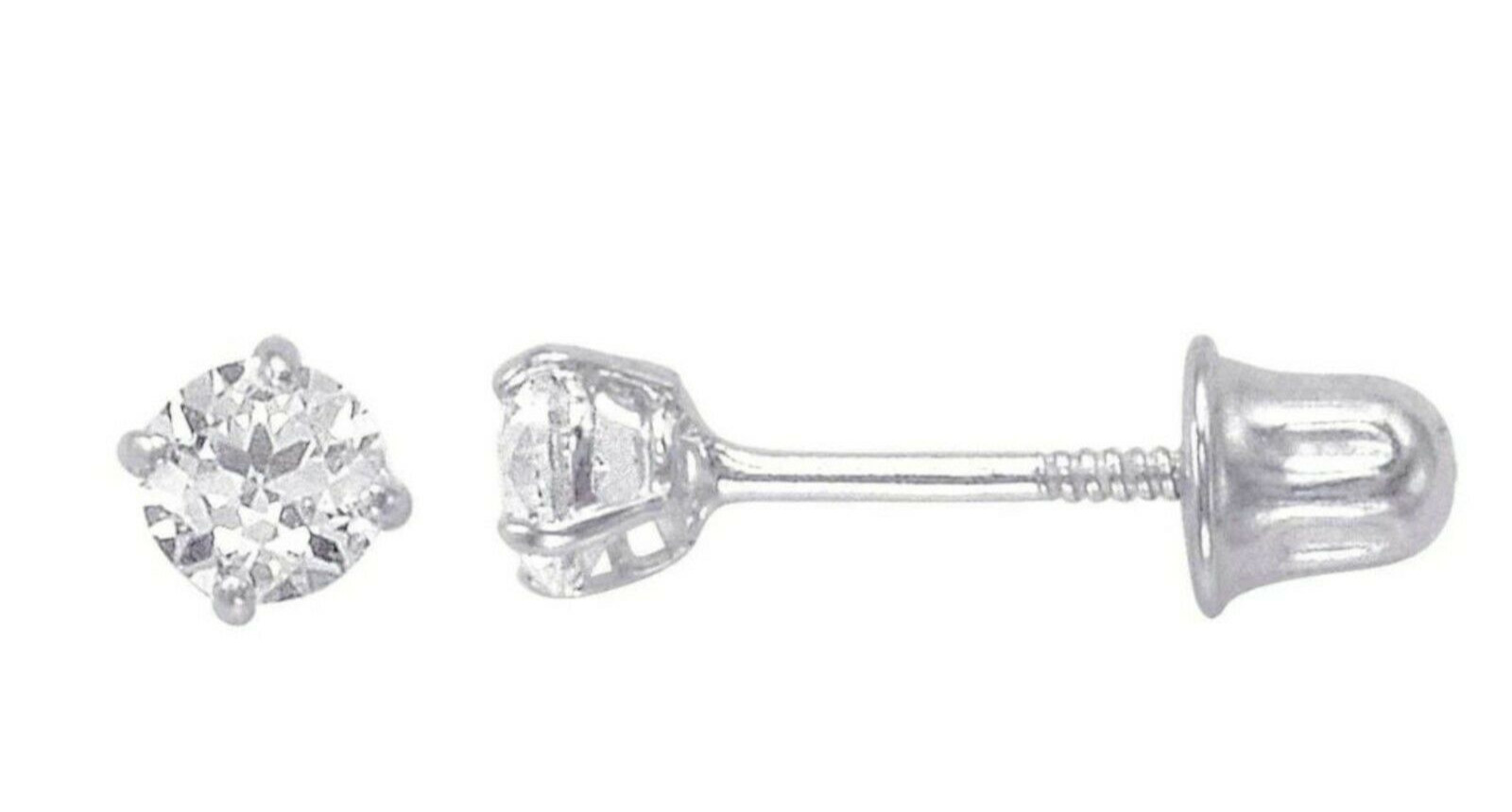 Genuine Diamond Tiny Stud Screw Back Earrings in Solid 14k Gold – AAA++