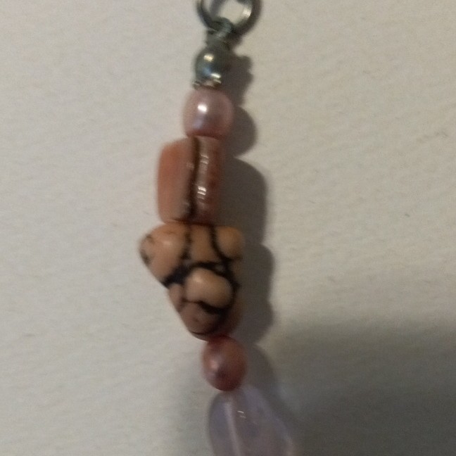 Pink Brown Glass Oval Beaded Necklace Cable Chain, Adjustable Extender Lobster