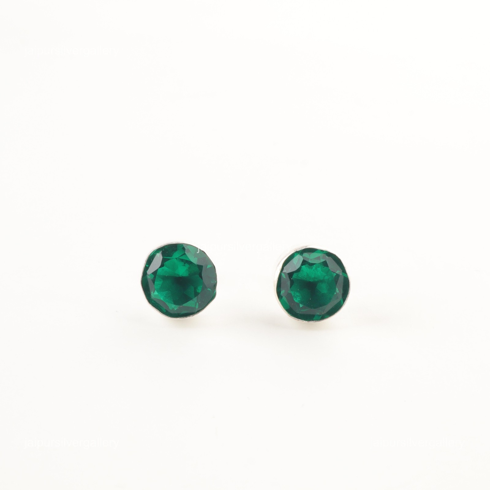 Emerald Gemstone Earrings 925 Sterling Silver Handmade Boho Jewelry 0.42″ Gifts