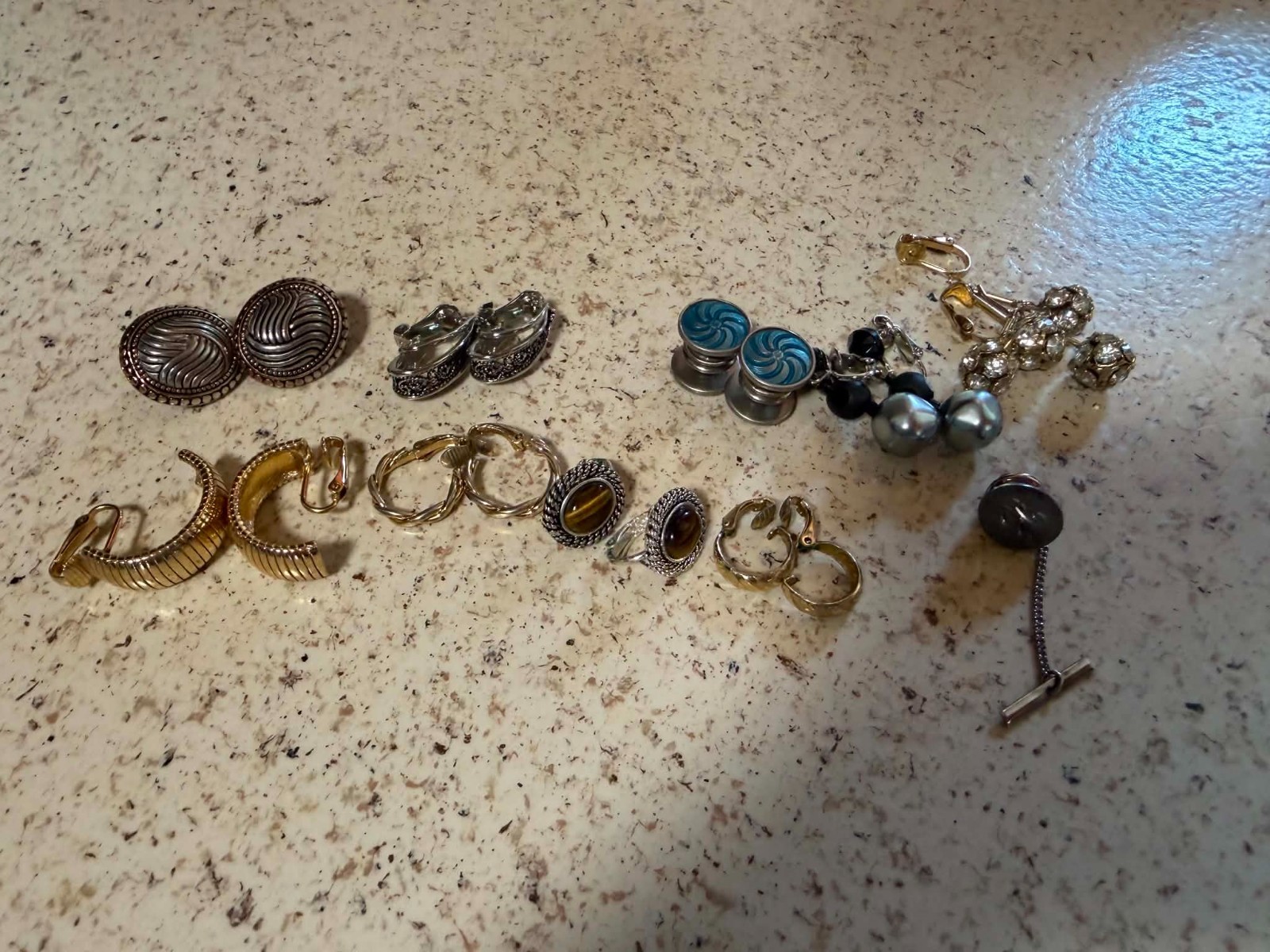 Vintage Costume Jewelry Lot Earrings & Cufflinks | Mixed Styles | Gold & Silver