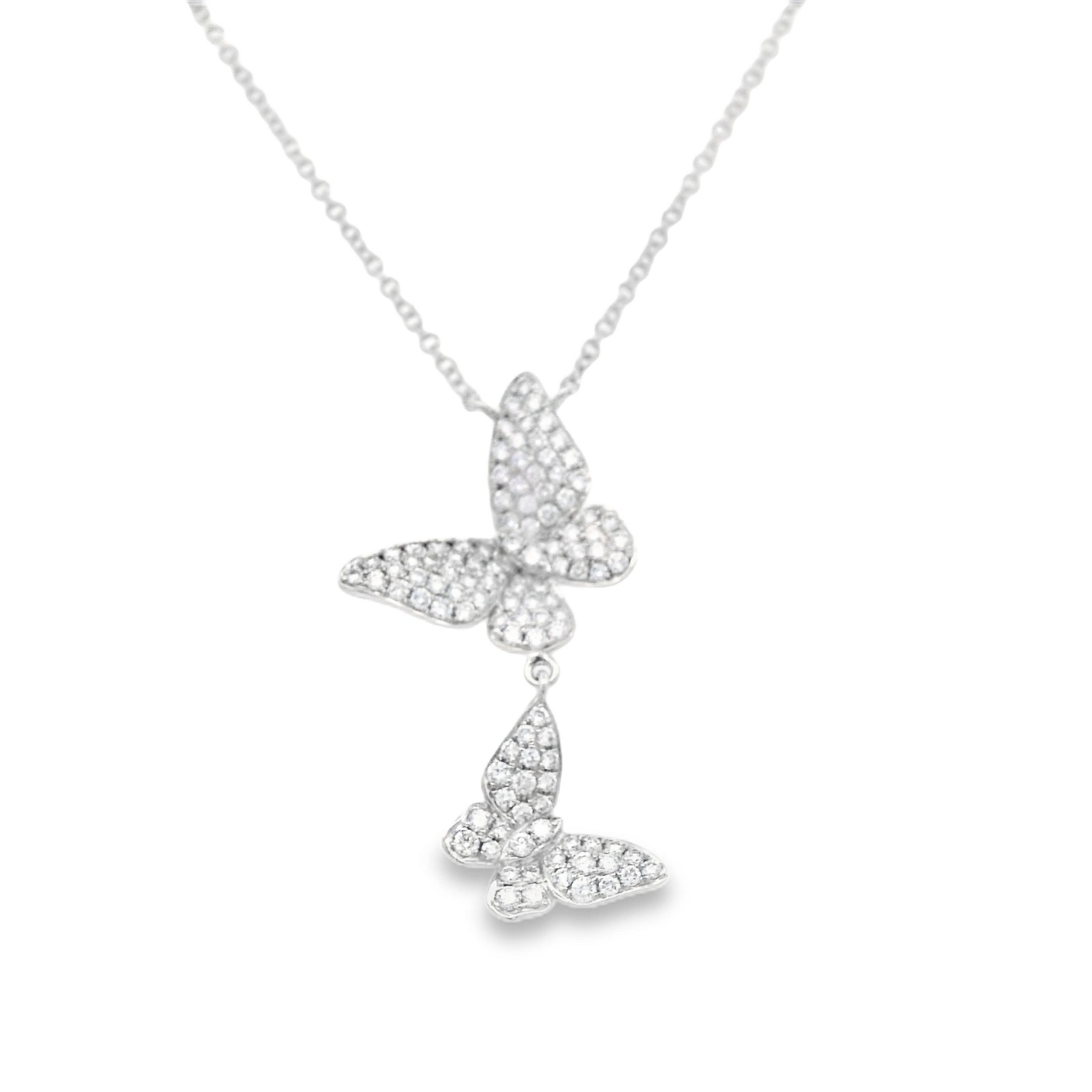 Alexander Beverly Hills 0.77ct Diamond Butterfly Pendant Necklace 18k White Gold