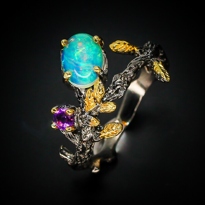 Natural Not Heated Opal Silver Ring 925 Sterling / RVS270