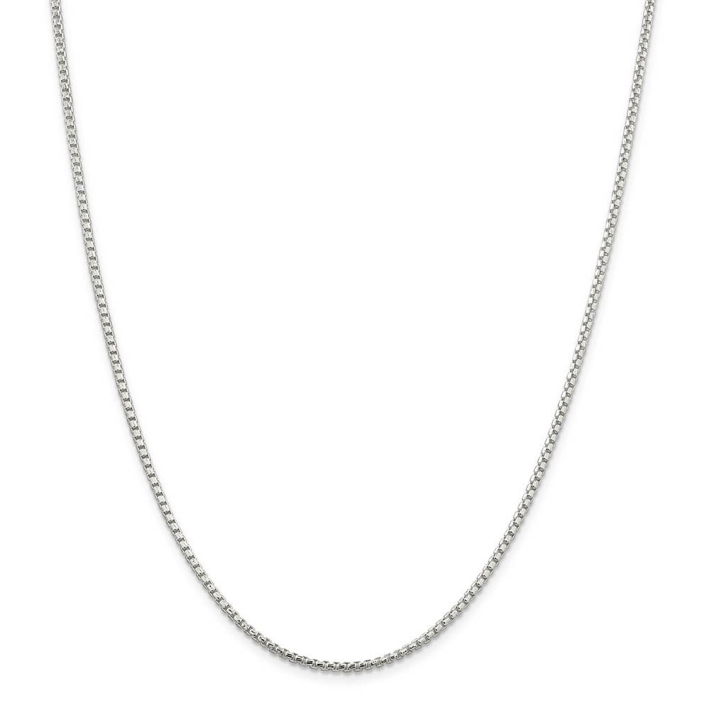 2mm Sterling Silver Diamond Cut Solid Round Box Chain Necklace
