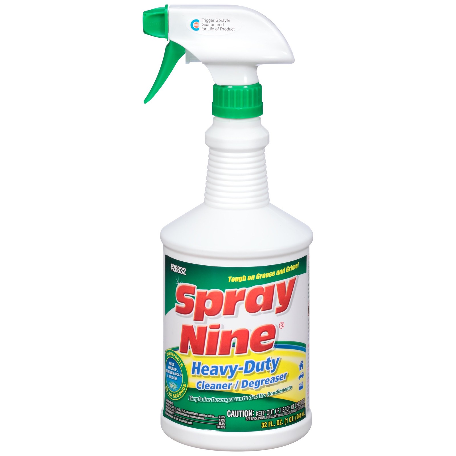 Spray Nine 26832 Heavy Duty Cleaner, Degreaser & 32 Fl Oz (Pack of 1), White