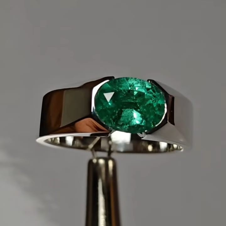East-West Set 1.65Ct Lab-Created Emerald Solitaire Ring 14K White Gold Plated