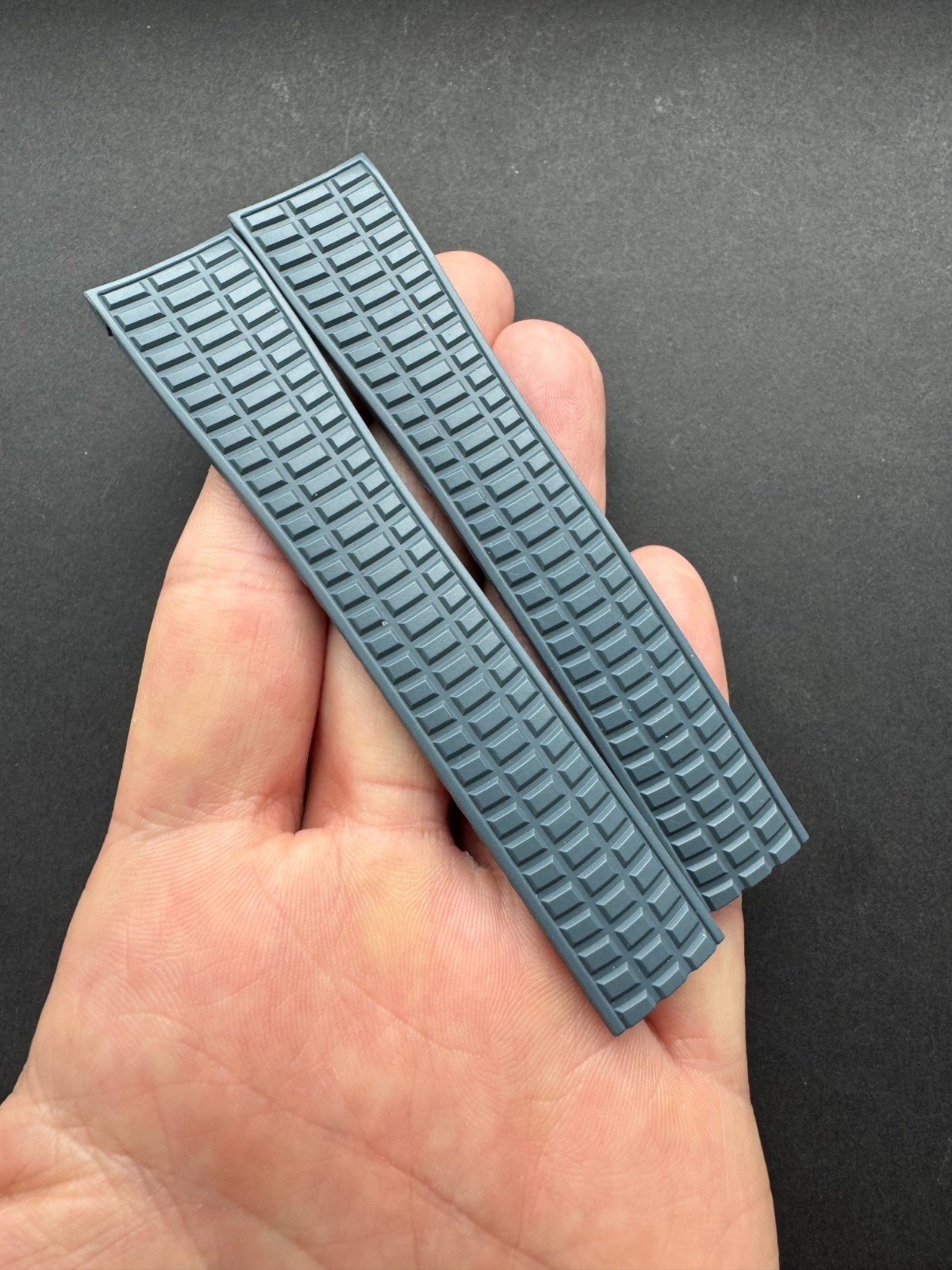 21/16mm Blue Gray Rubber Strap Watch Band Fits Patek Philippe Aquanaut 5261