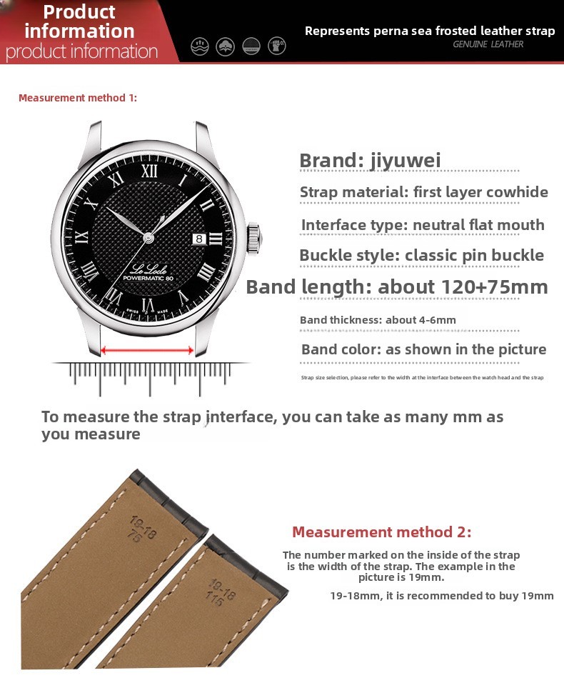 Cowhide Genuine Leather Watch Straps Mens Wristband for Panerai 20 22 24 26mm