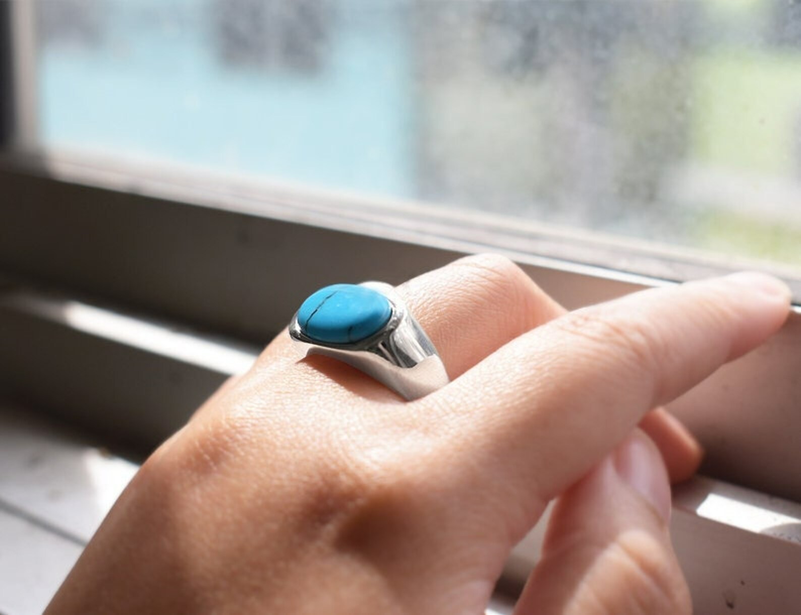 Premium 18k Gold Filled Turquoise Ring Birthstone ship by fedex