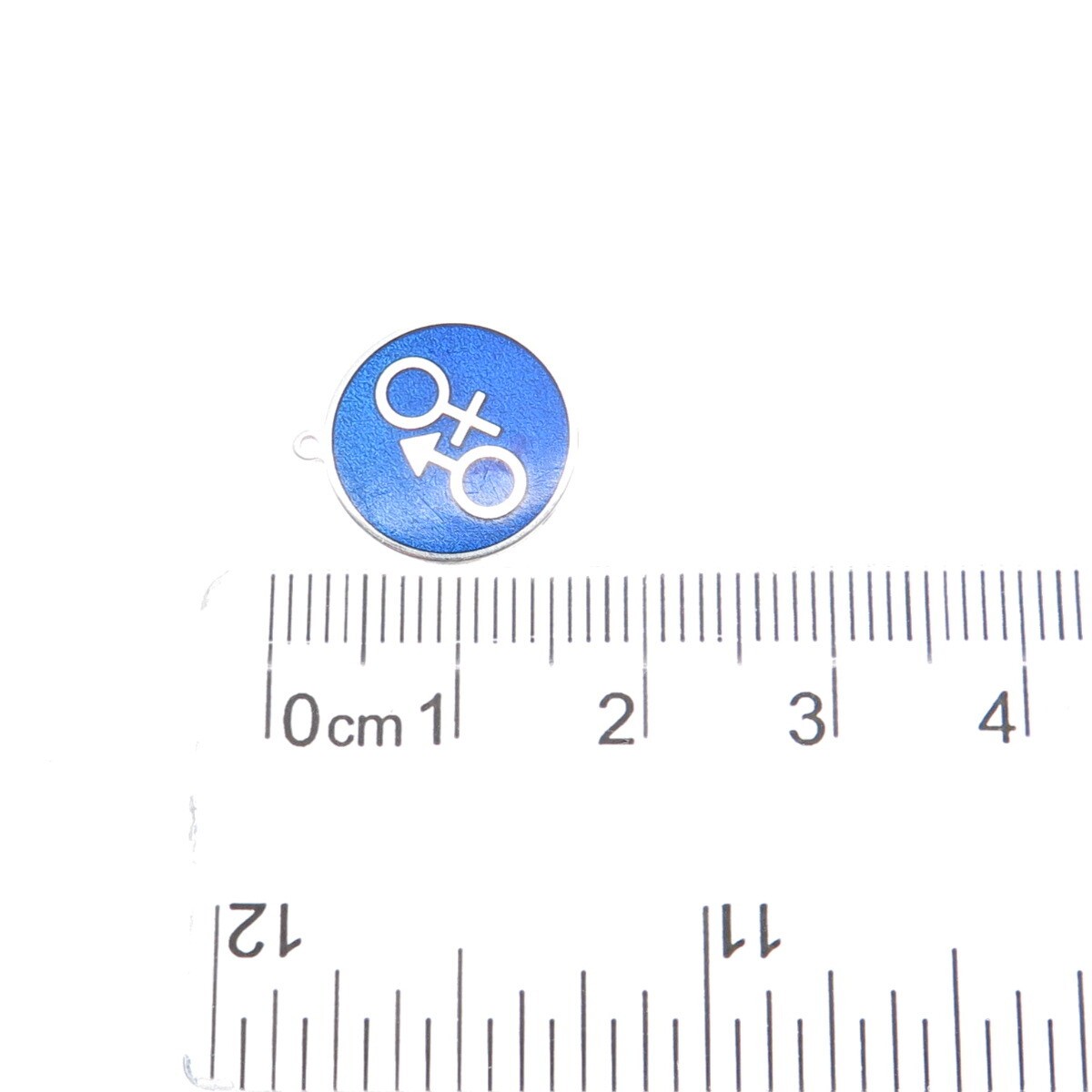 925 Sterling Silver Blue Enamel Male & Female Symbol Minimalist Charm Pendant