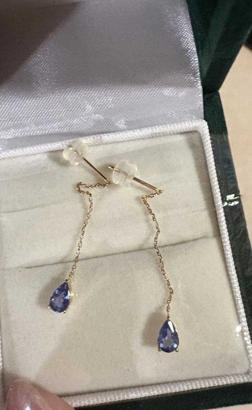 Natural No-Heat Cornflower Blue Sapphire Dangle Earrings –18K Gold AGL Certified