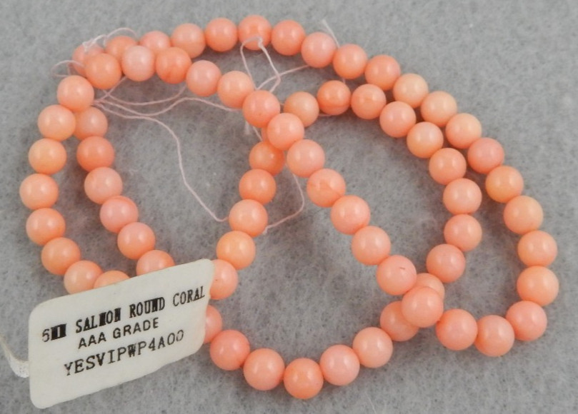 AAA Grade Round Pink Salmon Coral Beads 6 MM Natural Color 15.5″ Strand NOS