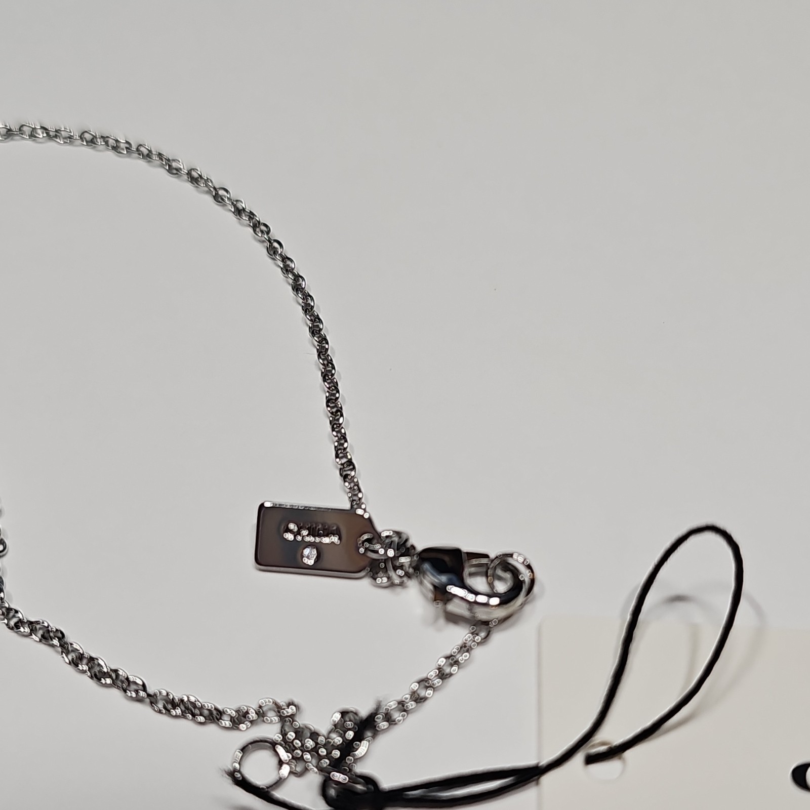 Coach Silver Tone Heart Charm Pendant Necklace Cable Chain Lobster Clasp NWT