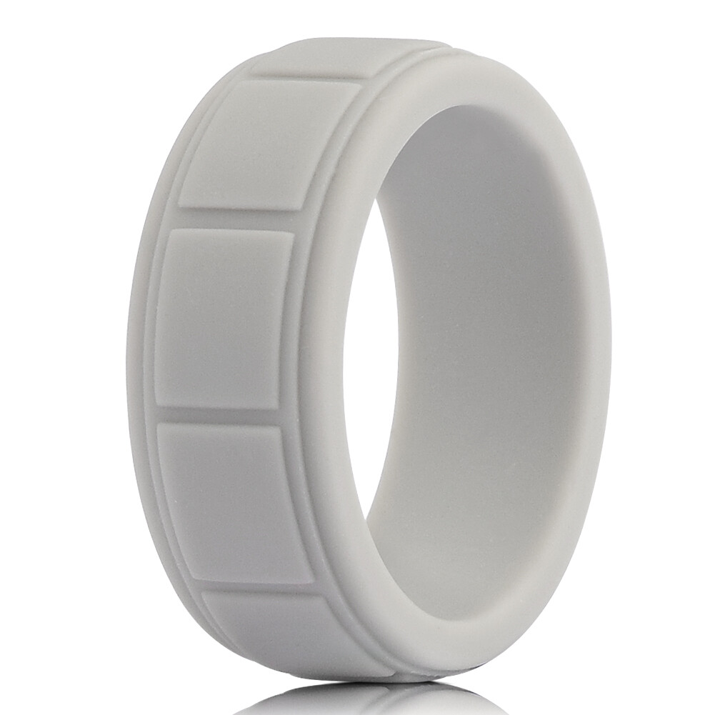 Medical Grade Silicone Wedding Ring Men’s Flex Fit Sport Rubber Band Size 8-13#