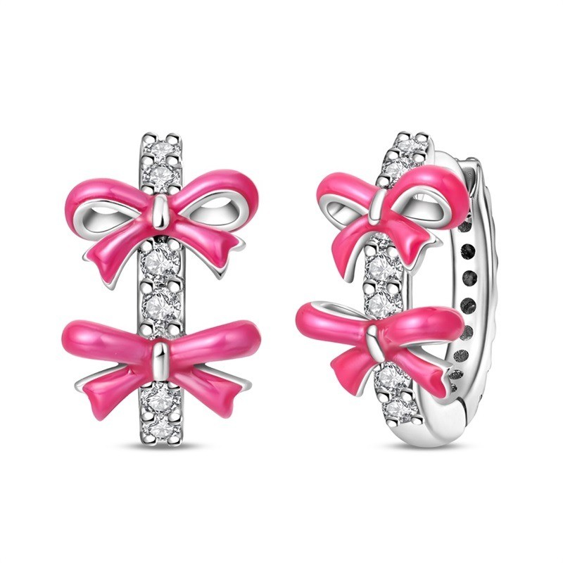 KUNSIR Sterling Silver Huggie Bow Hoop Earrings for Women Girls Birthday Gifts
