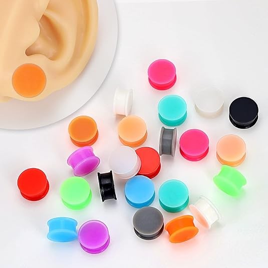 6Pair Solid Silicone Ear Gauges Glow in The Dark Plugs Body Piercing Kit 2g-3/4″