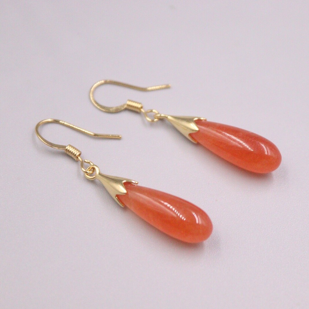 GP Alloy Heating Jade Earrings Drop For Women Red Raindrop Earrings Hook