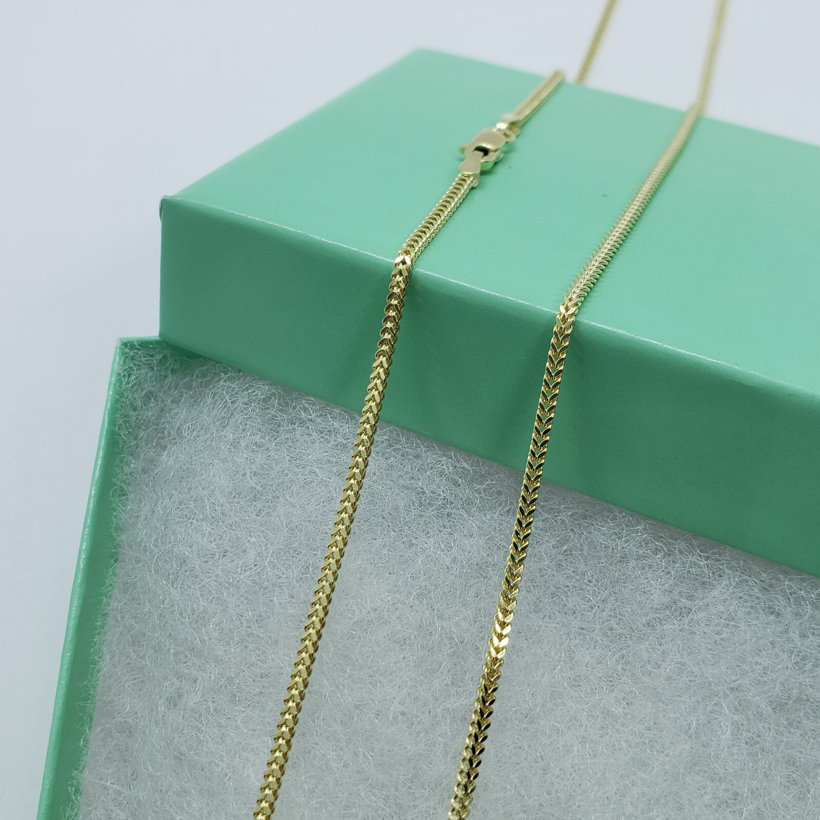 10K Hollow Yellow Gold Franco Box Link Chain Necklace Men Women 1.5mm 16-30″