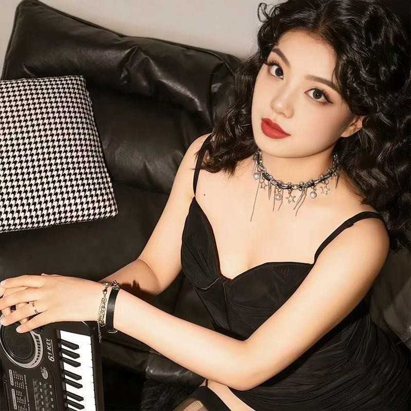 Y2K New Leather Five-Pointed Star Necklace Choker Collarbone Chain
