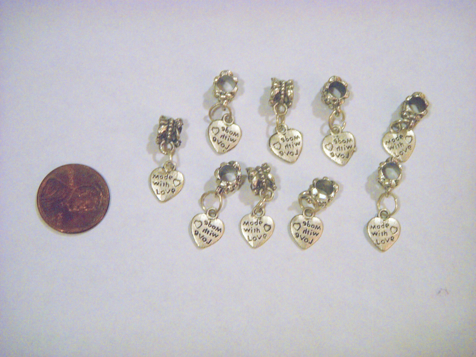 WITH LOVE HEART – TIBETAN SLIVER SINGLE CHARM DANGLE FOR BRACELETS OR PENDANTS