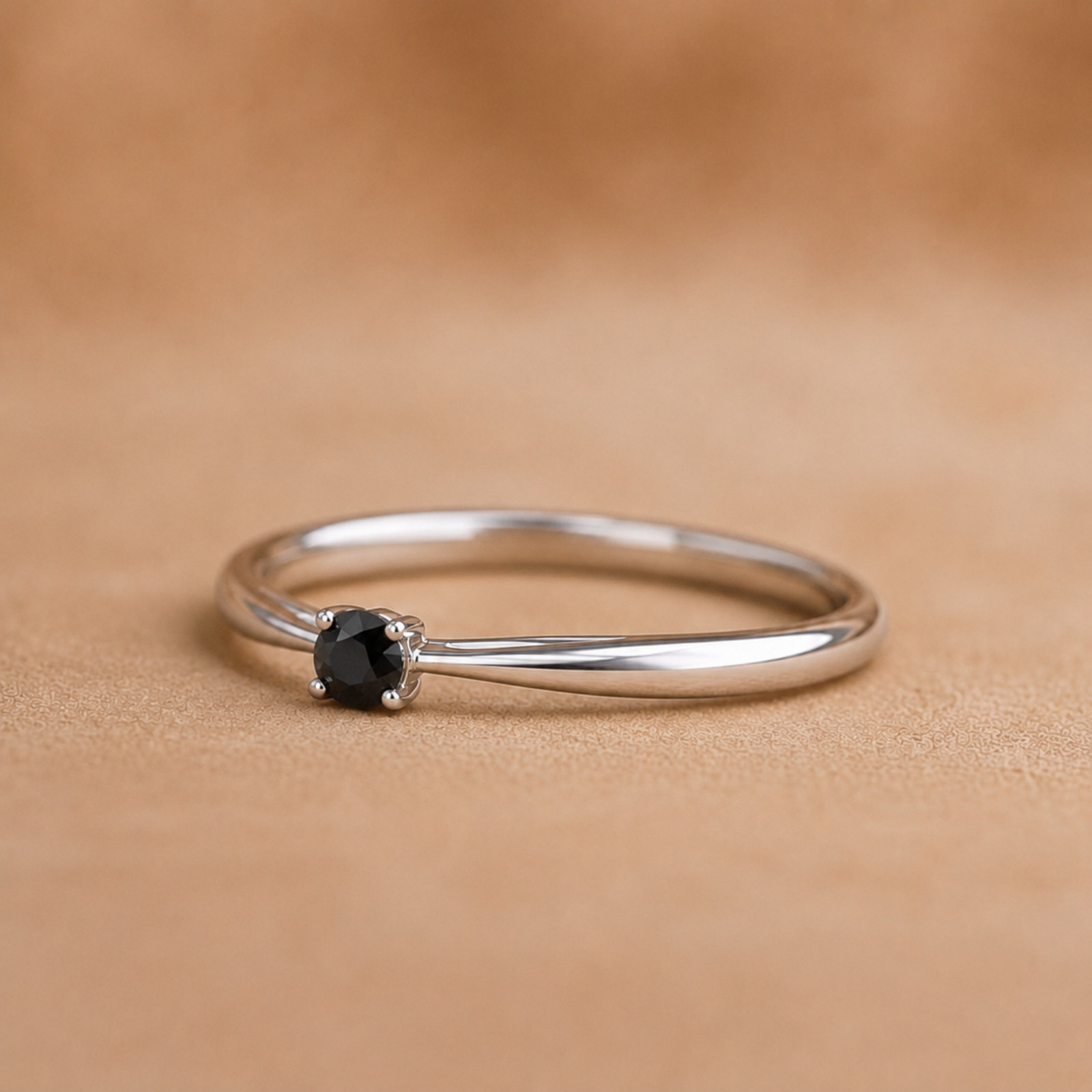 925 Sterling Silver Black Onyx Solitaire Ring Dainty Minimalist Promise Ring