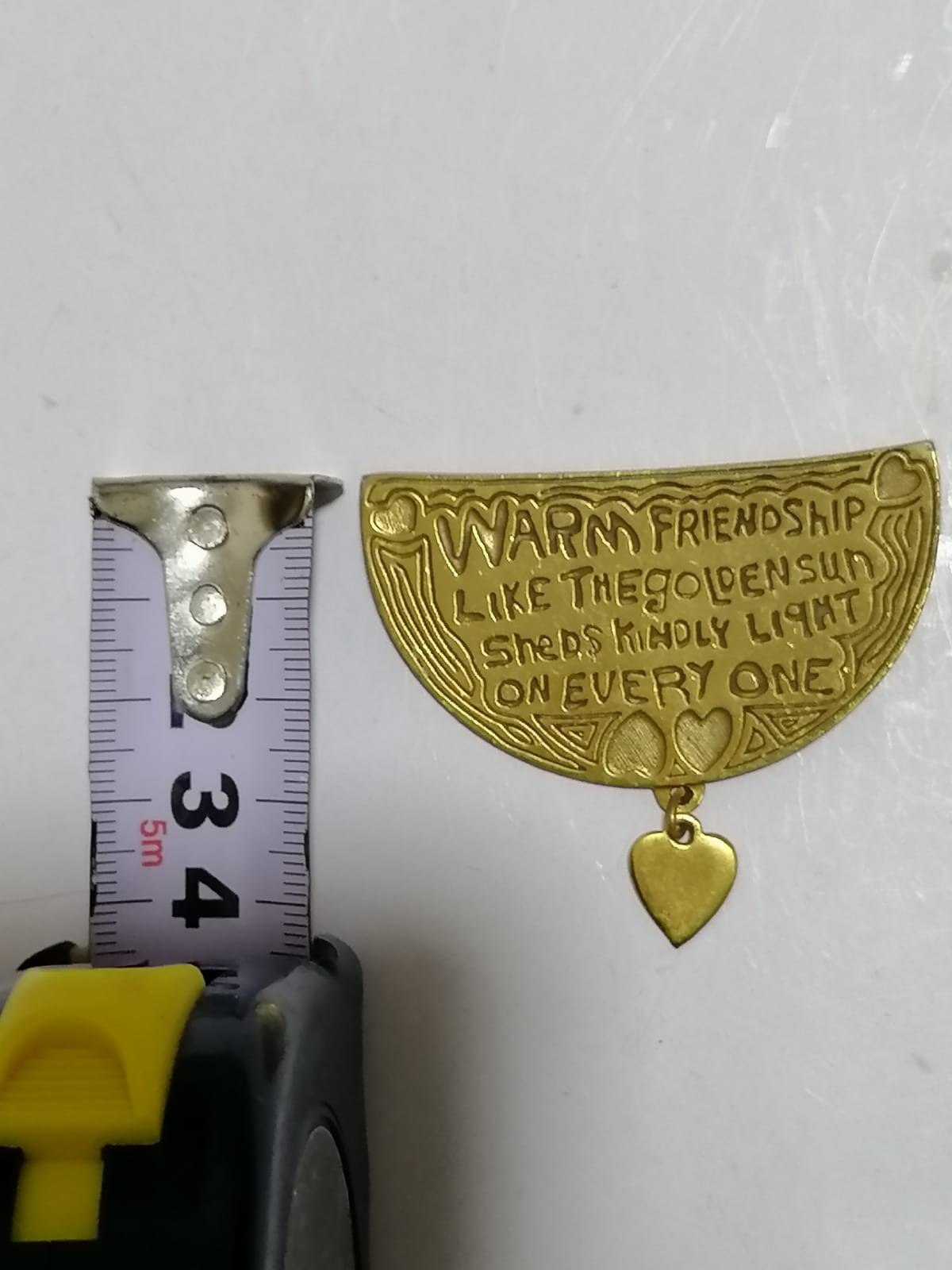 Vintage Danforth Pewter Brooch Pin “Warm Friendship” with Heart Charm