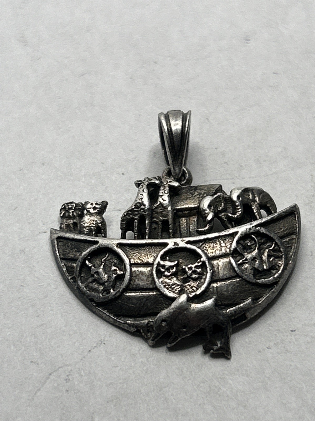 925 Sterling Silver Noah’s Ark Pendant Animals Biblical