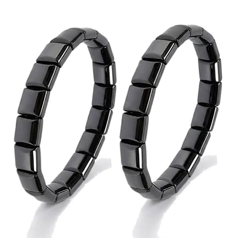 2Pcs Hematite Bracelet for Men Natural Black Energy Healing Reiki Bracelet Gift