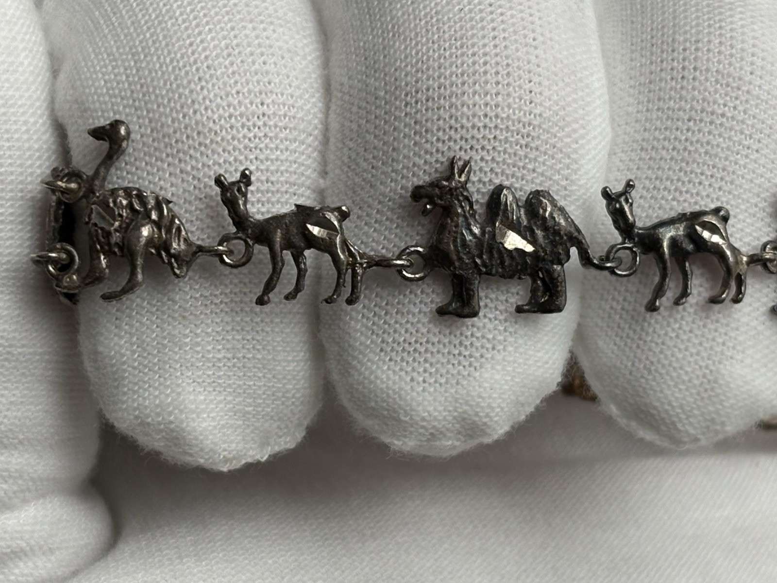 VTG Sterling Silver Noah’s Ark Bracelet 7.5in Diamond Cut LOVELY Ladies 925 JT