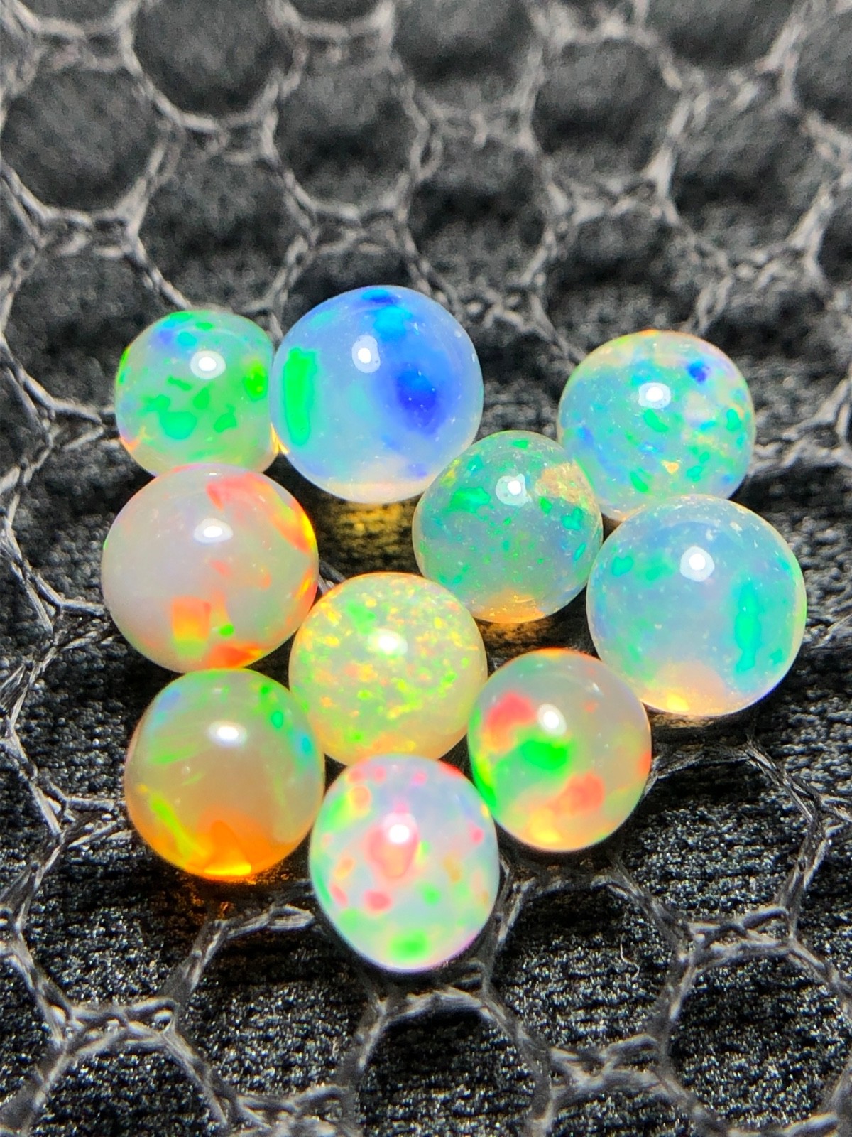 Natural Ethiopian Opal Sphere 10 Pieces Lot 3.40 Ct Rainbow Fire Opal Ball