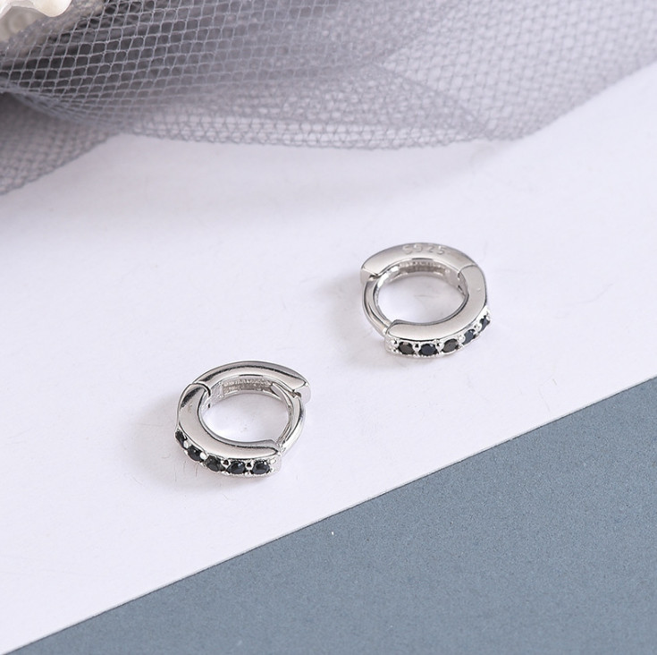 925 Sterling Silver Huggie Hoop CZ Earrings Children Toddler Girls Size 6mm C4