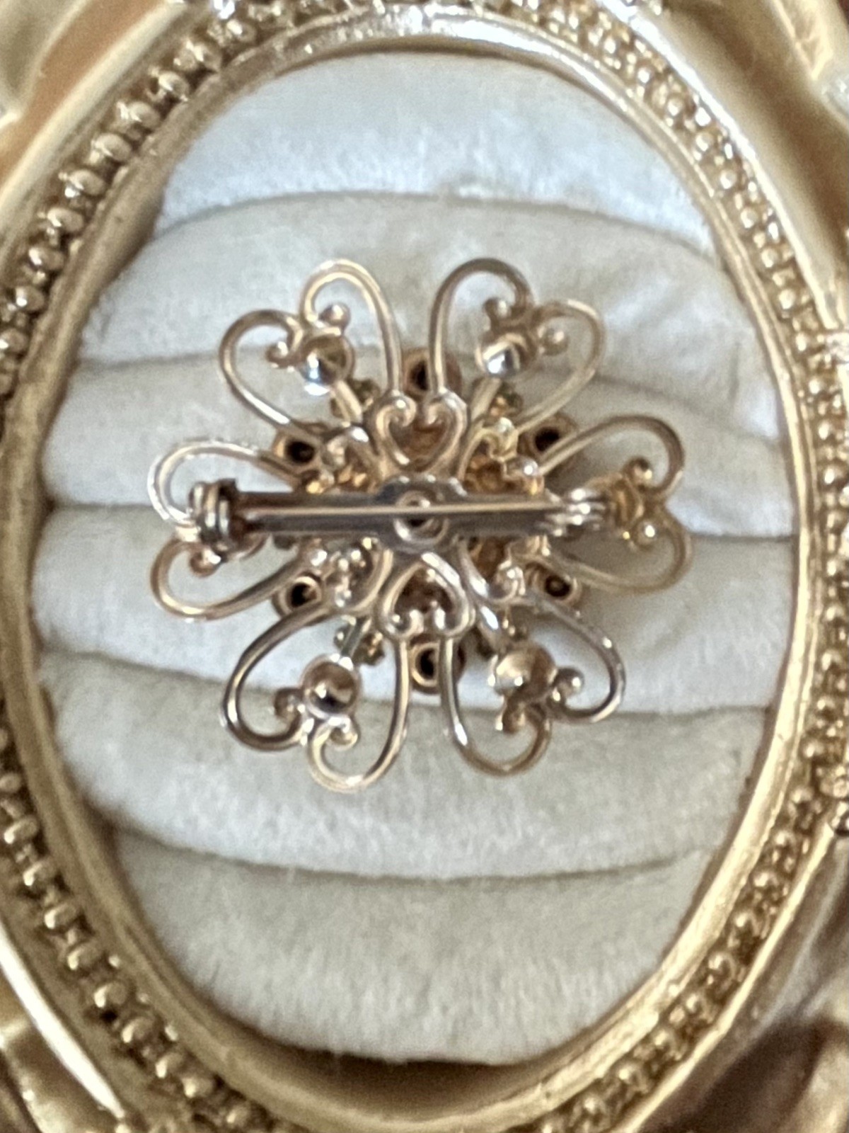 Vintage Mary Brooch Immaculate Conception Blue Rhinestone Religious Vintage