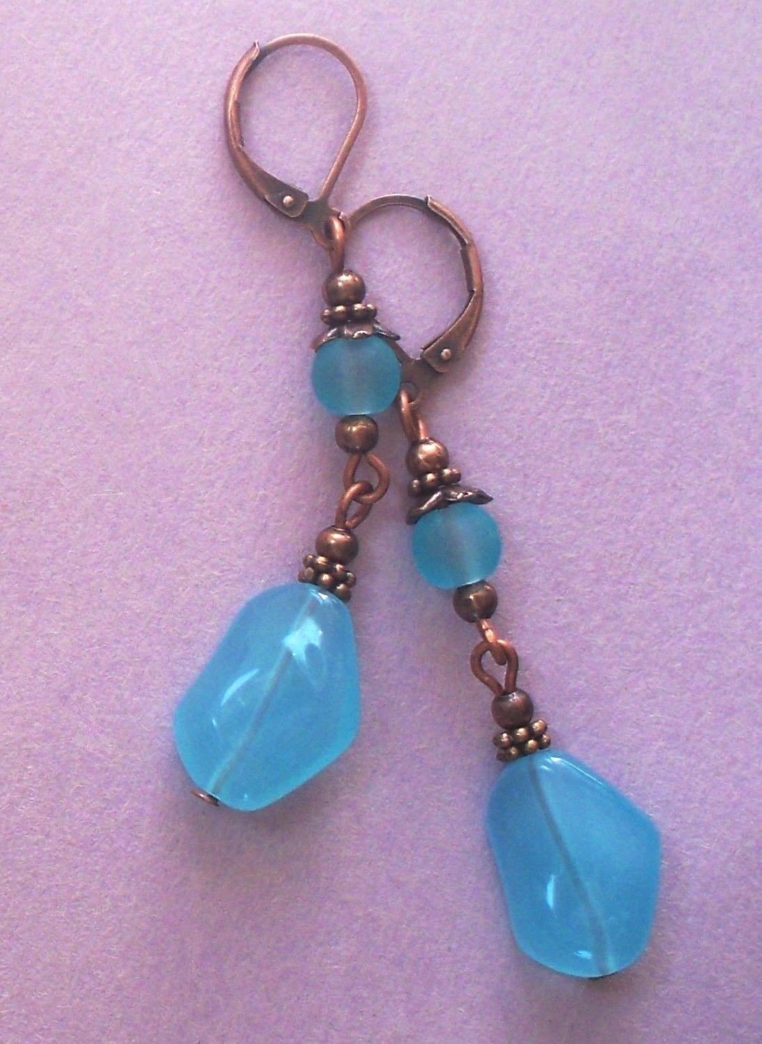 various BLUE CRYSTAL DANGLES Lever back handcrafted YOU CHOOSE