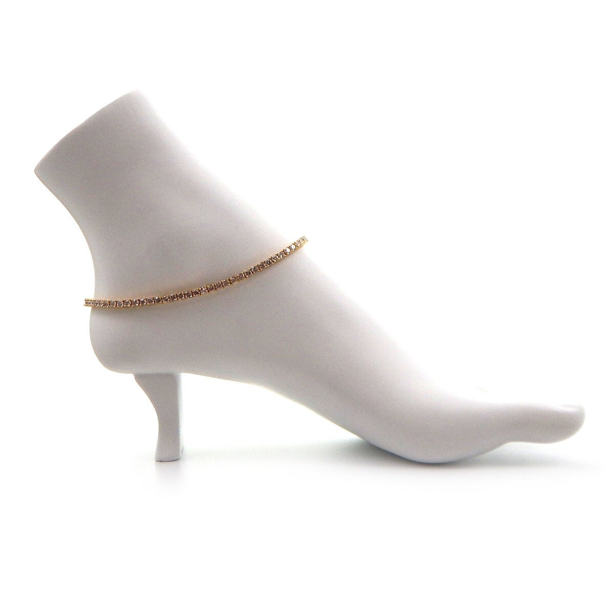 3mm 12″ Tennis Chain Anklet Cubic Zirconia Ankle Bracelet 14k Gold Plated.
