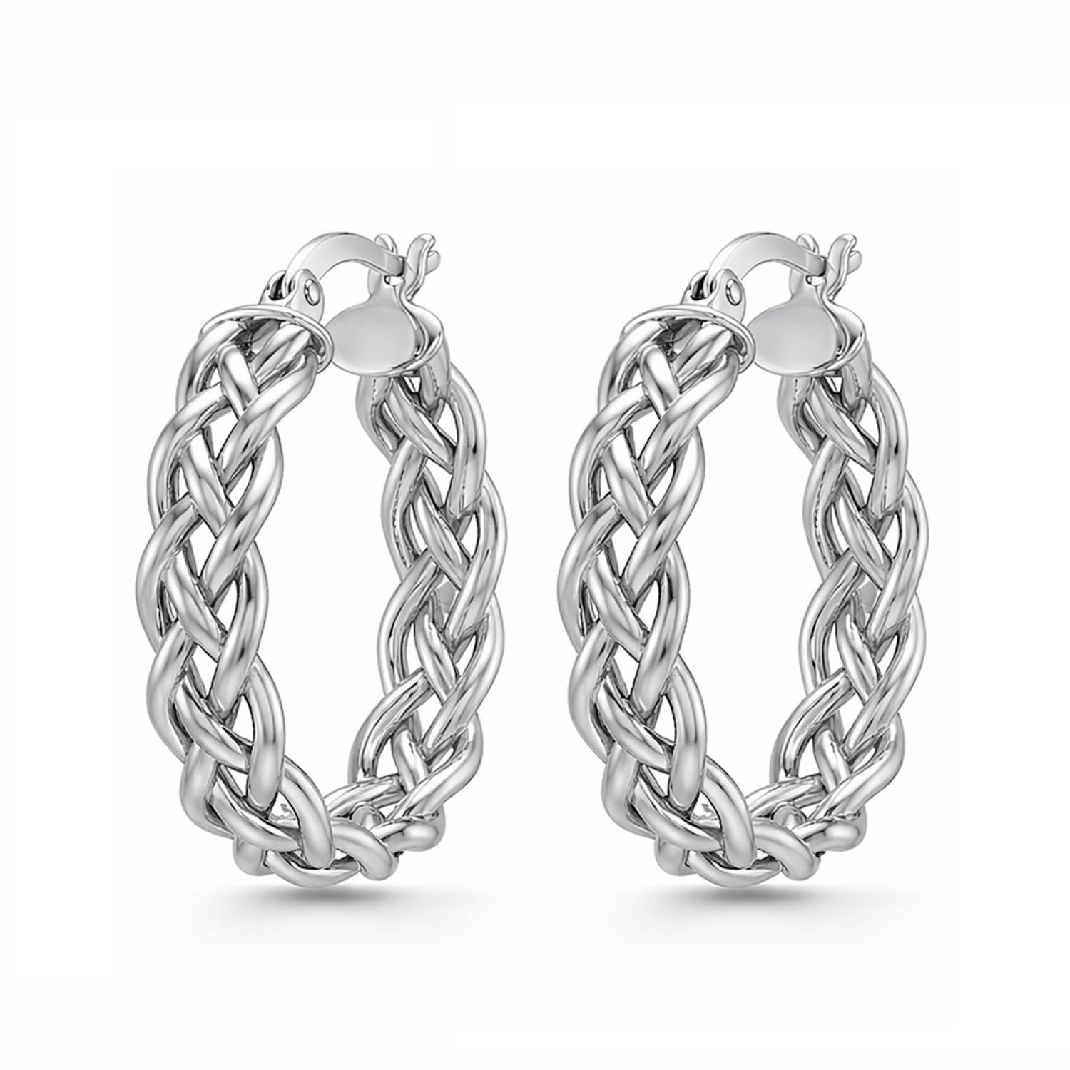 925 Sterling Silver Post Lightweight Twisted Rope Hoop Earrings for Women 23 mm
