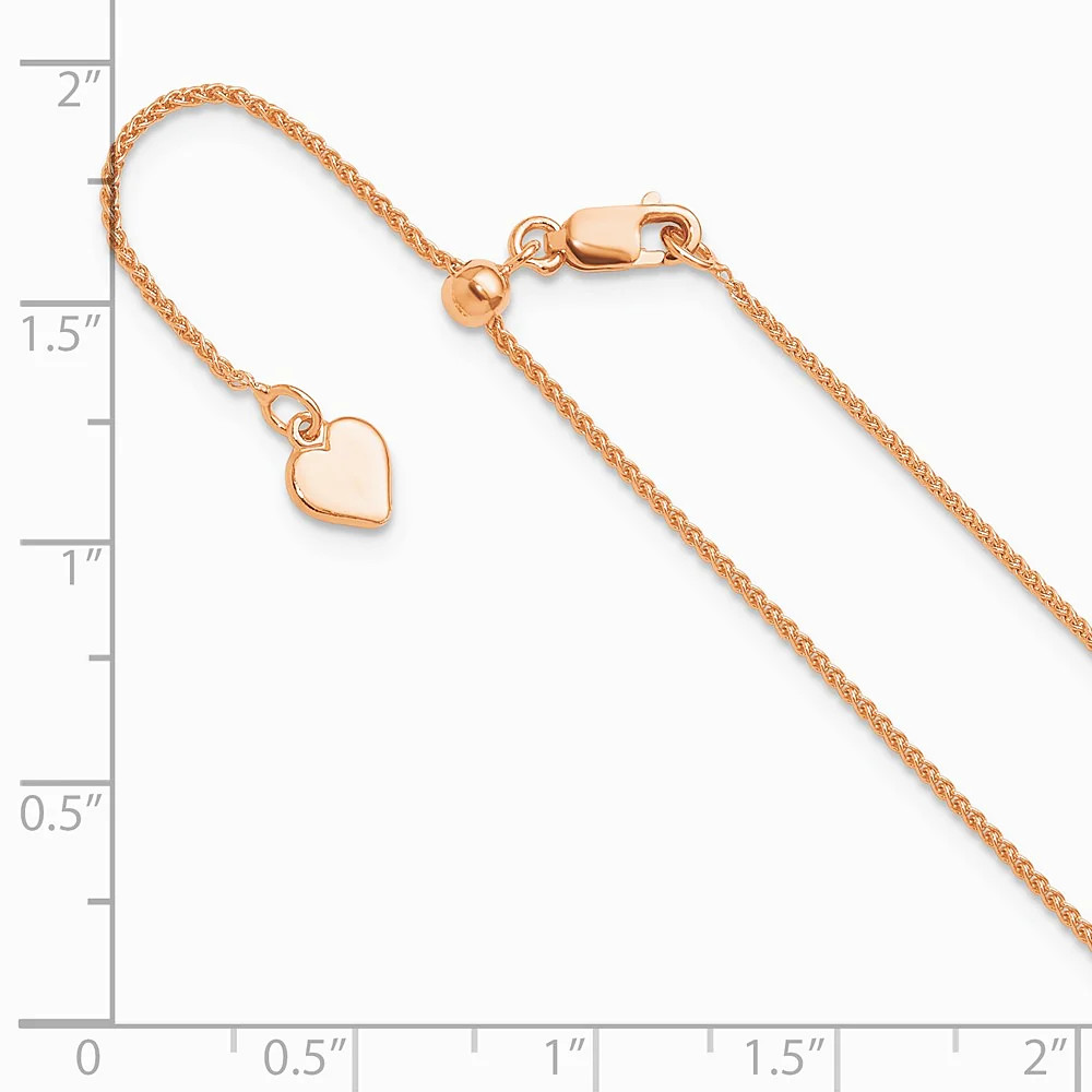 Sterling Silver Rose Gold-Plated Adjustable 1mm Spiga Chain Necklace 22″-30″