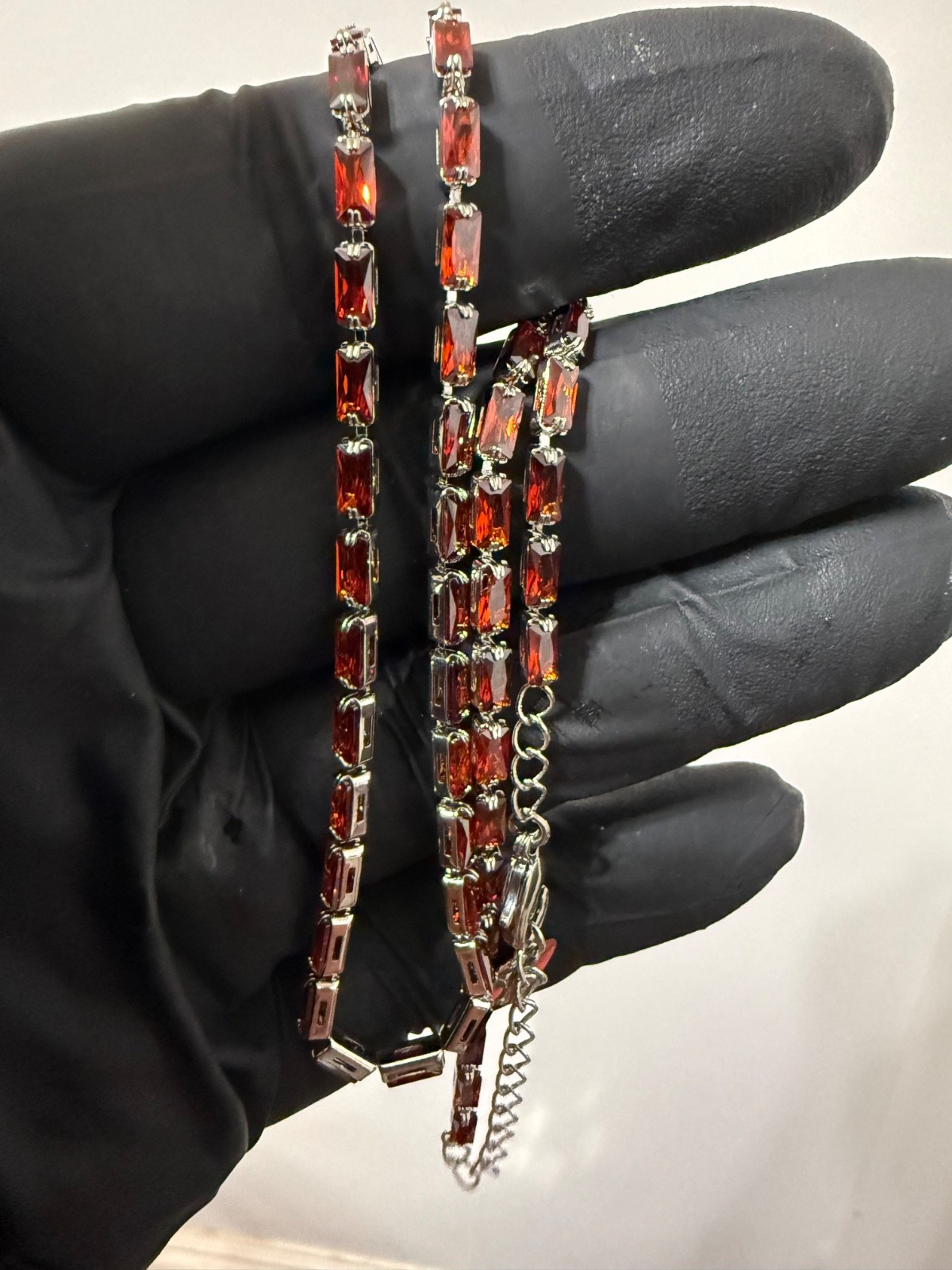 Red zirconia gemstone gold filled necklace 16-18 inch adjustable 2.5mm