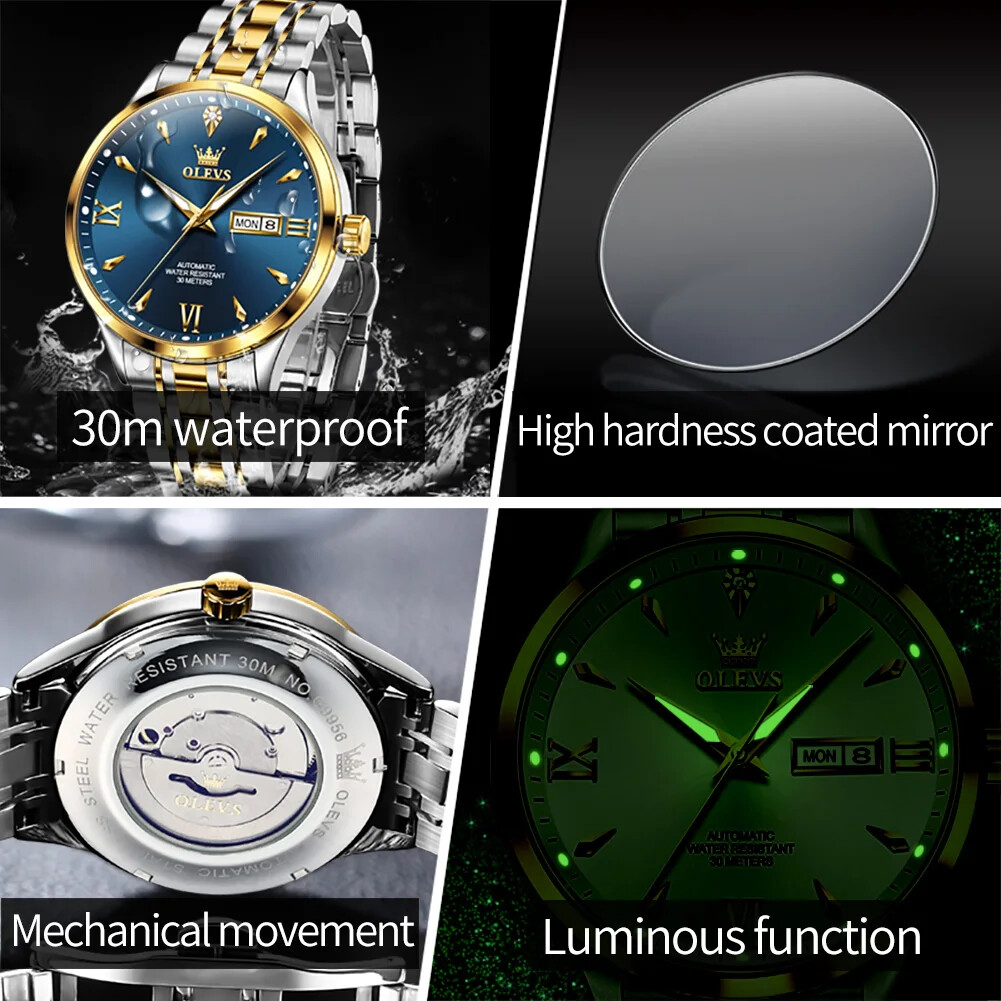 OLEVS Waterproof Luminous Diamond Dial Automatic Mechanical Business Watch Men’s