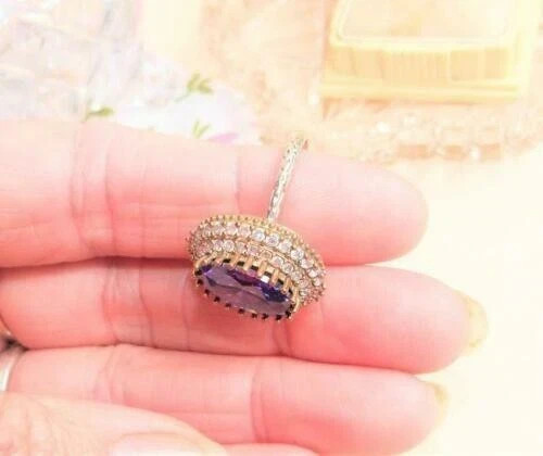 4.00 Ct Oval Cut Natural Amethyst & Diamond Wedding Ring 14K Yellow Gold