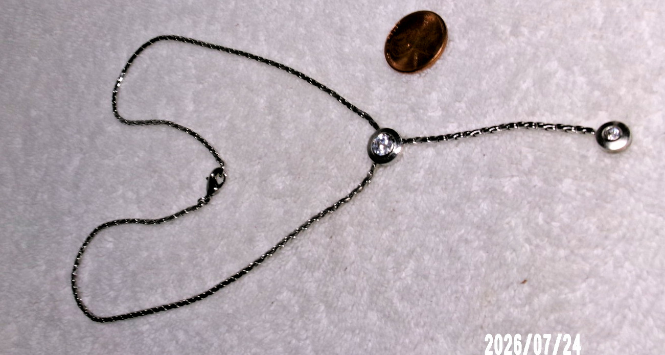 ELIOT DANORI RHODIUM SILVERTONE Y DROP NECKLACE SWAROVSKI CRYSTAL ACCENTS 16.75″