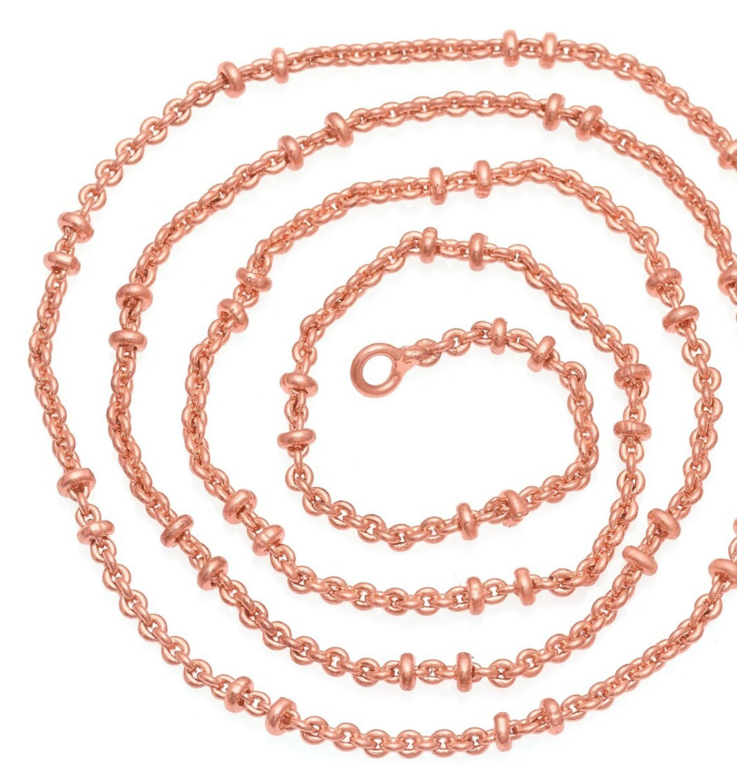 20 inch Pure Copper Beaded Link Chain Necklace, Healing Copper Jewelry Spiritual