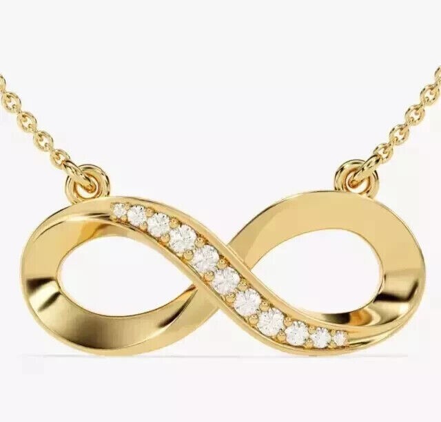 Stunning Infinity Pendant Round Cut Simulated Diamond In 14K Yellow Gold Plated
