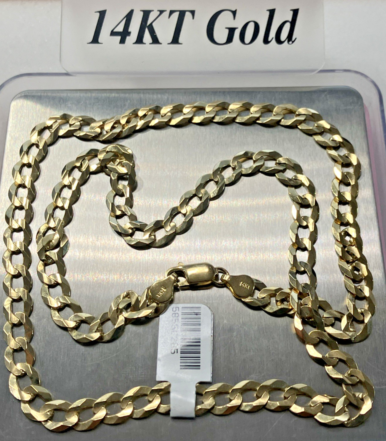 14kt Real Gold Solid Curb Link Chain 28.5grams 7.2mm 24” Brand New with Tag 14K