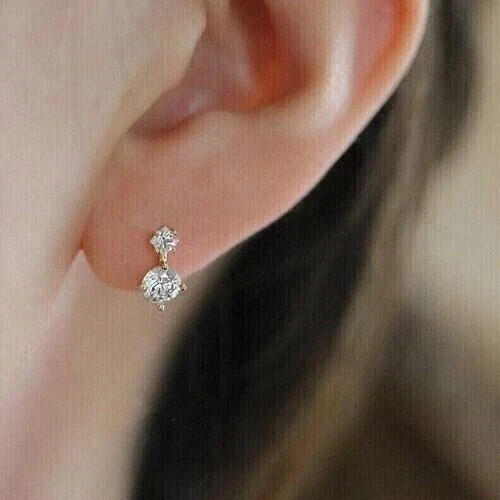 3 Ct Round Cut Simulated Diamond Huggie Hoop Earrings 14k Yellow Gold Plated