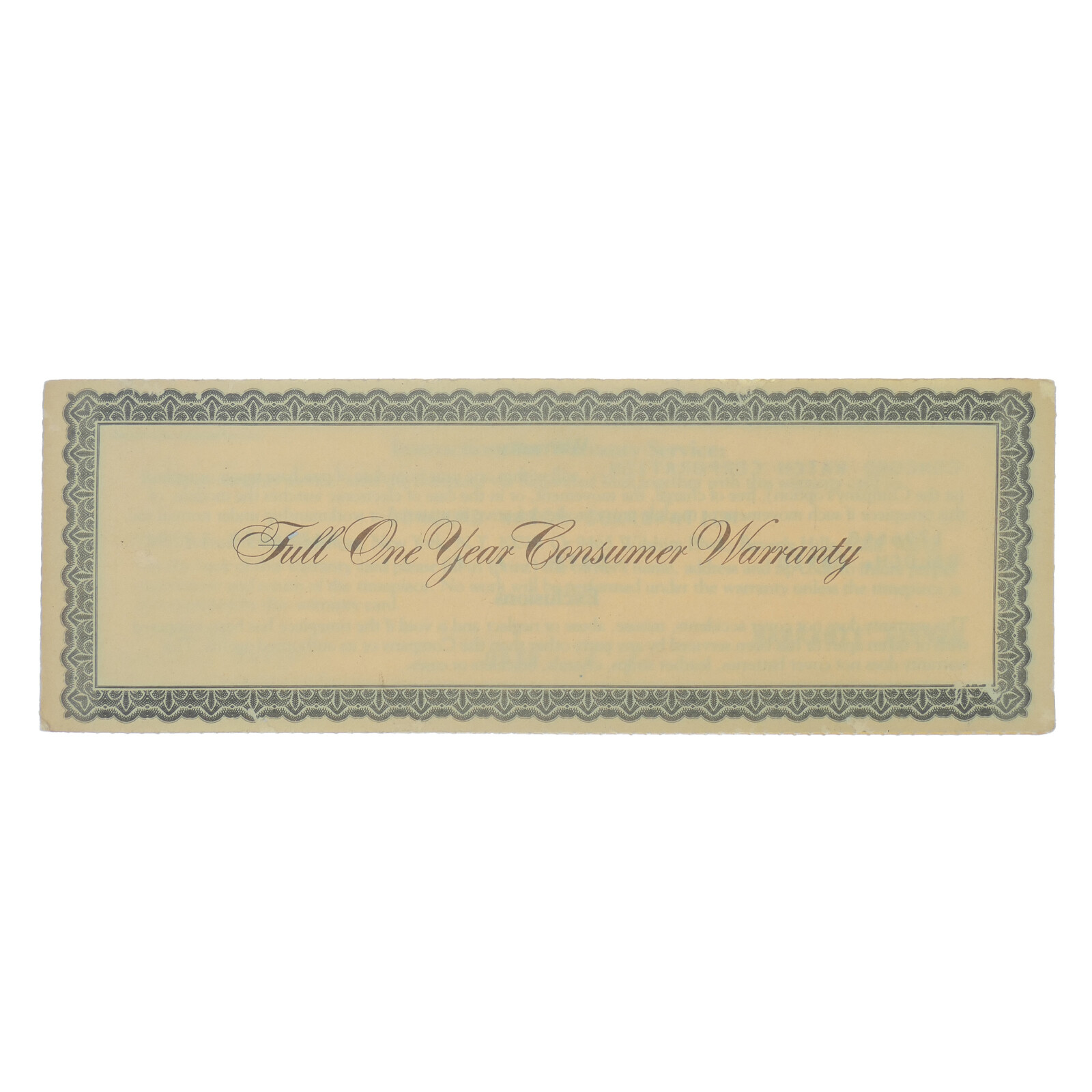 CONCORD WATCH CORPORATION FULL ONE YEAR COSTUMER WARRANTY CARD