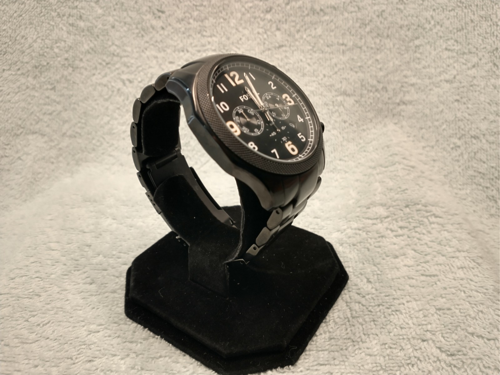 FOSSIL ITB “FOREMAN: All “ION-PLATED BLACK /BLACK S/S CHRONO BRACELET WATCH