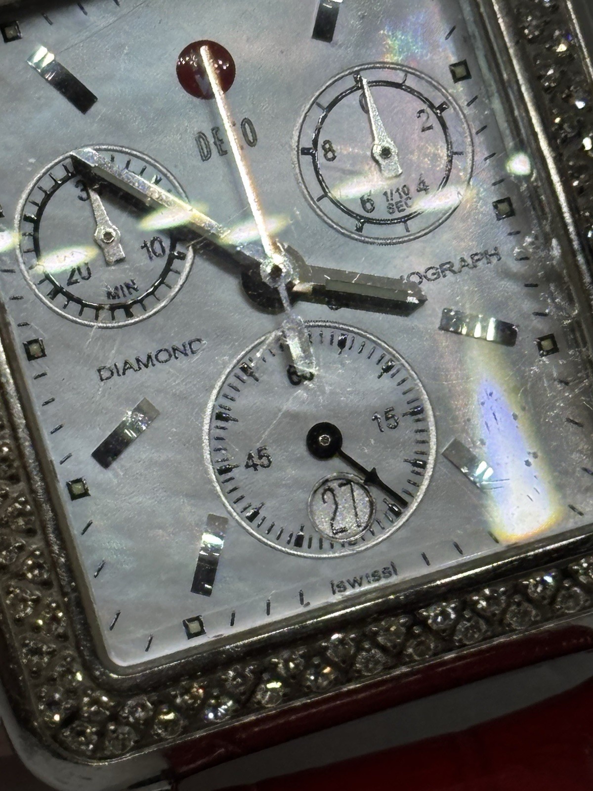 Michele Deco Diamond Chronograph 71-6000 Watch, ETA 251 471 Movement, Runs, READ